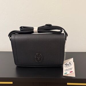 Orlandi Valentino Black Textured Crossbody Bag